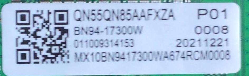 MAIN PARA TV SAMSUNG / NUMERO DE PARTE BN94-17300W/ BN41-02855C / BN97-18818C / BN9417300W / DISPLAY HV550QUB-S5A / PANEL CY-TA055FMEV1H / MODELO QN55QN85AAFXZA BA08	 - Imagen 2